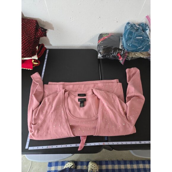 Lane Bryant Womens Pink Cardigan Tank Matching Set Size 14/16 Dainty Feminine - Picture 7 of 11